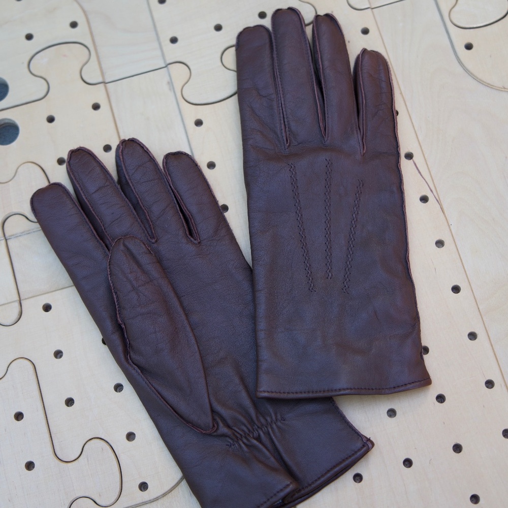 Vintage Sauso Leather Exterior & Wool Knitted Interior Gloves - Picture 7 of 12
